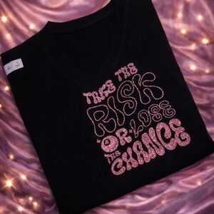 Black Crop Top with Pink Graphic